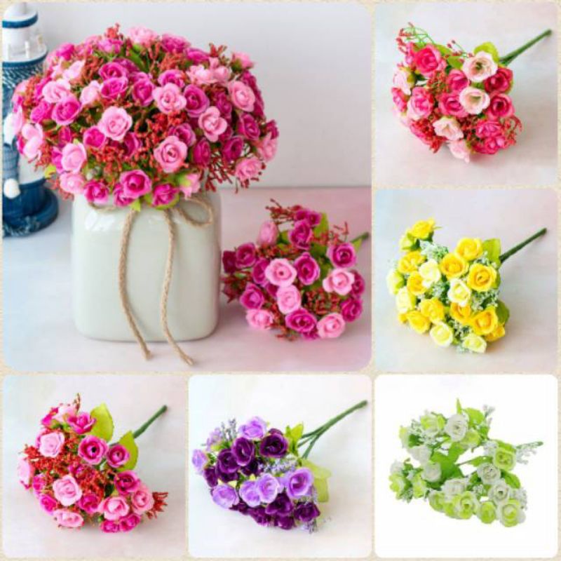 TOKOKITA bunga mawar diamond 21kuntum artificial flower bunga plastik