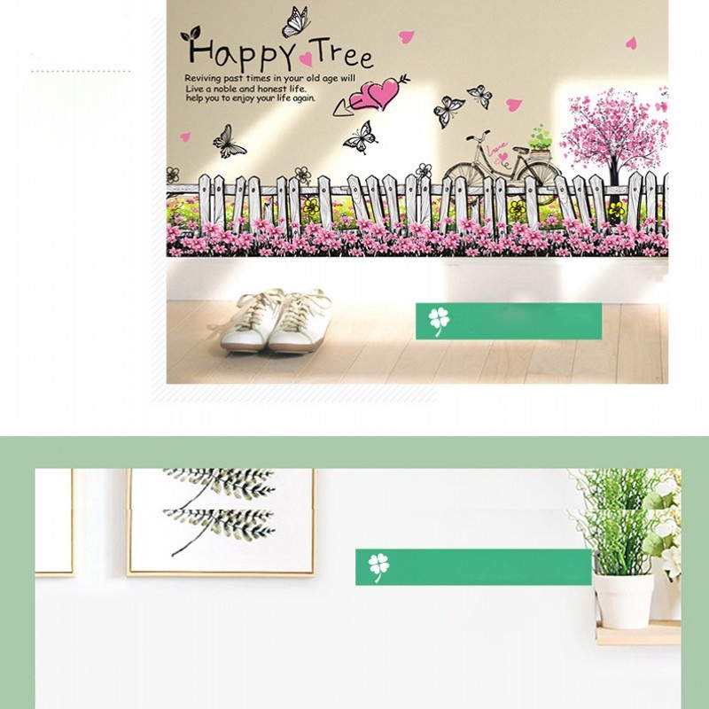 [ Flower grass and butterfly kindergarten wall Stickers decoration for  Home Living Room Bedroom ]