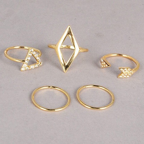 Hu Hu Hu Hu Hu Alat Bantu Pasang Kacamata♡ 5pcs / Set Cincin Buku Jari Aneka Bentuk Warna Silver Gaya Boho Untuk Wanita