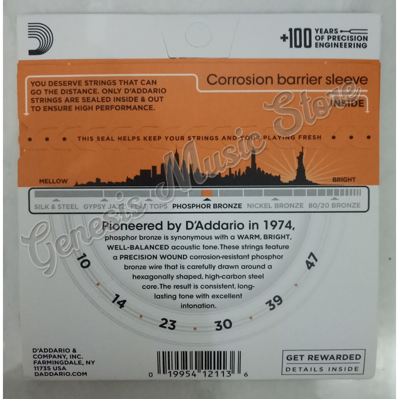 Senar Gitar D'Addario EJ15 Original / Senar Akustik D Addario EJ 15 Ori Ukuran 010