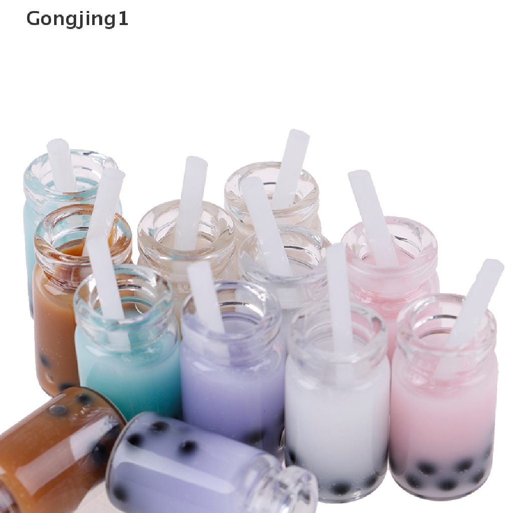 Gongjing1 2Pcs Miniatur Minuman Pearl milk tea Untuk Aksesoris Rumah Boneka 1 / 12