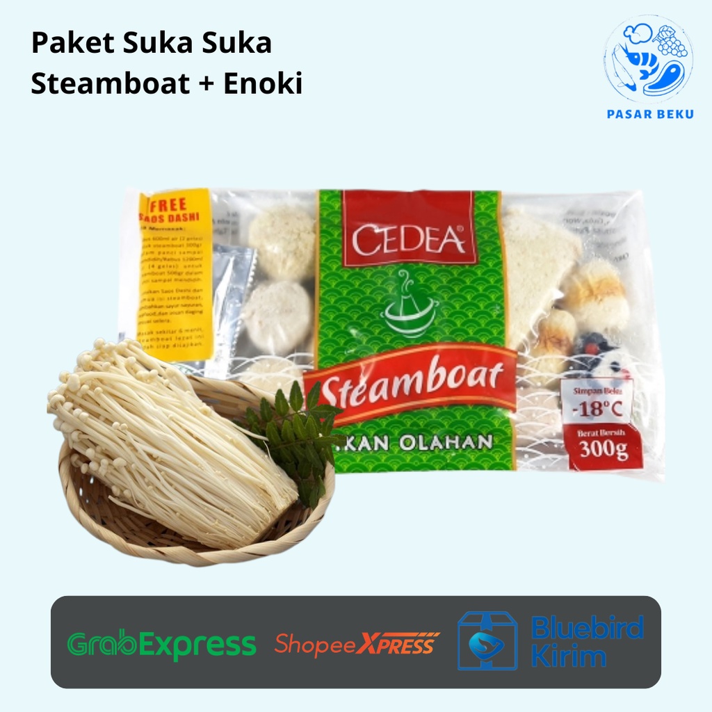 

(Khusus AREA SUMBAR) Paket Suka Suka Steamboat Cedea 300gr + Jamur Enoki 1pcs Seafood Enak Frozen Food Pasar Beku Padang