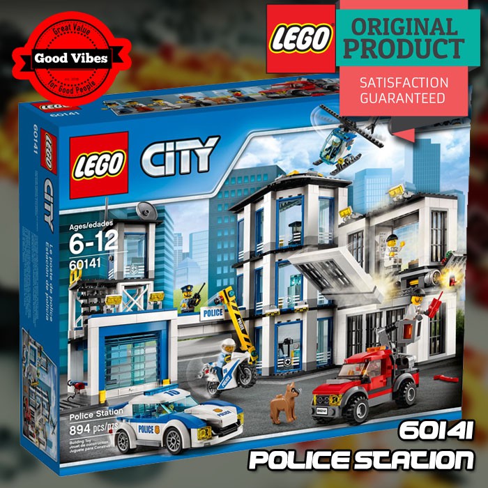 Original LEGO CITY 60141 Police Station - Mainan Anak Edukasi Kreatif Kantor Polisi Mobil Motor