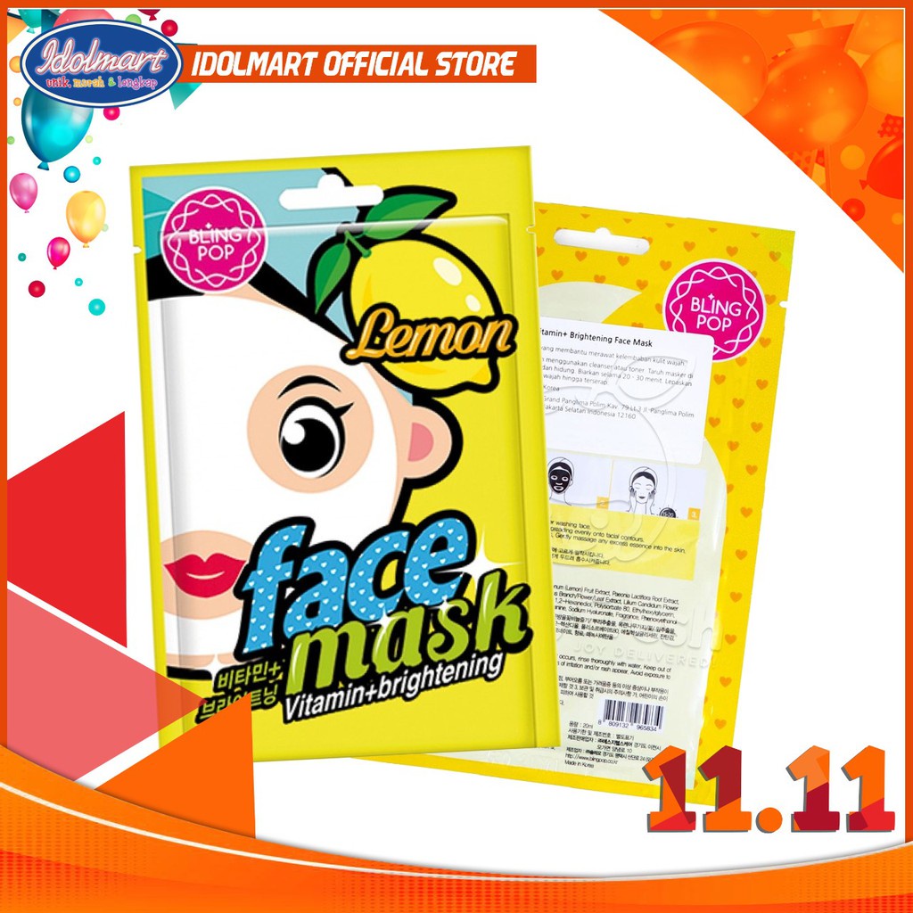 IDOLAKU Bling Pop Lemon Face Mask Vitamin + Brightening Sheet mask