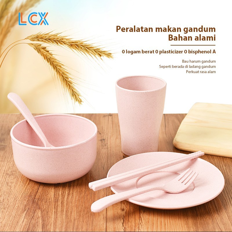 LCX Mangkok Wheat Straw Plastik Mangkuk Kuah Makan BowlSendok/Sumpit/Gelas air/VS-12