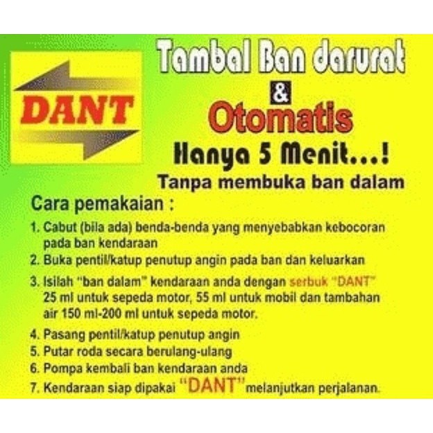 DANT TIRE GUARD SERBUK TAMBAL BAN DARURAT / cairan anti bocor ban alat tambal ban tubeless / ban dal