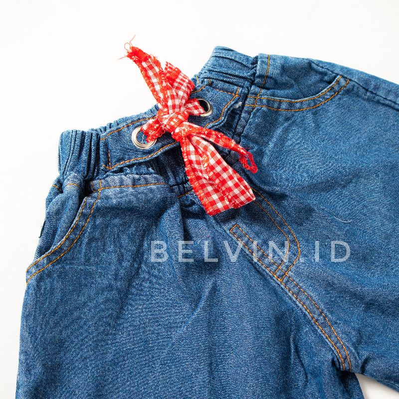 Celana Pendek Celpen Hotpant Hotpants Jeans Anak Cewek Perempuan 2-5Thn 246 Rumbai Pita Merah