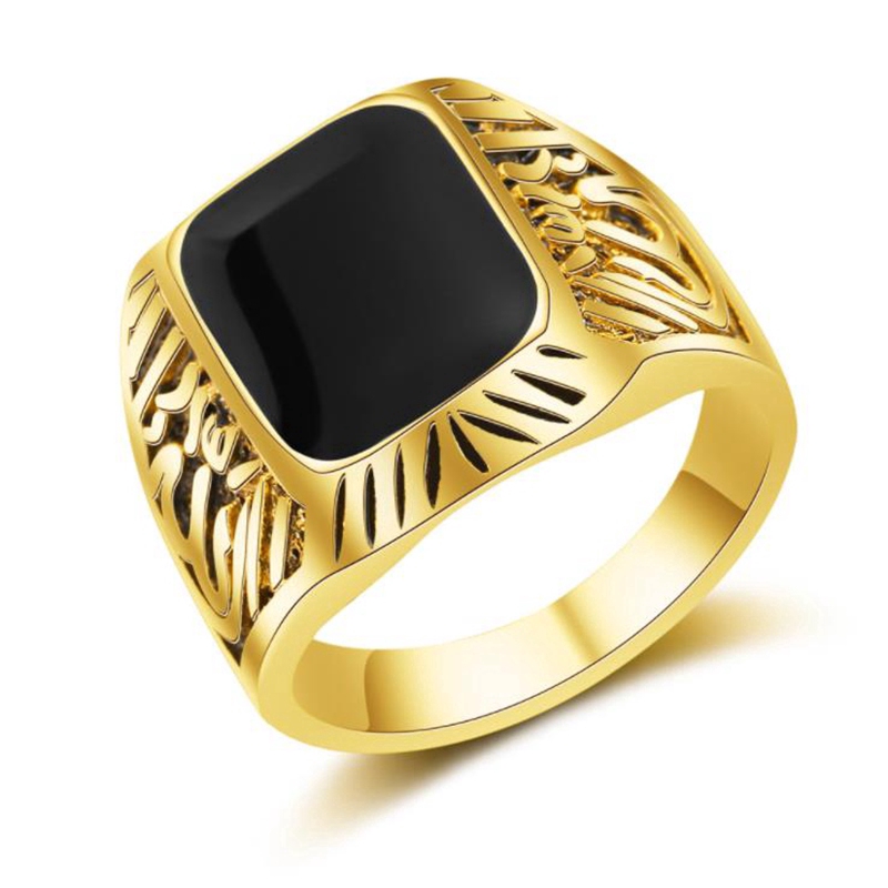[X C Jewelry] Hip Hop Rock Fashion Pria Cincin Permata Hitam Aksesoris Perhiasan Pesta