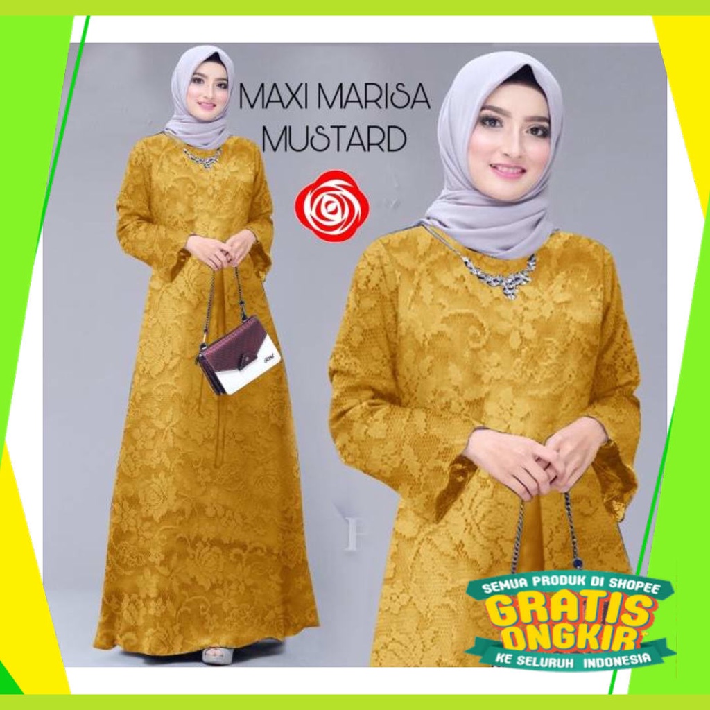 Maxi Hijau ijo Green Lumut Stabilo Lemon Jotol Botol /  Marisa Pakaian Baju Muslim Dewasa Gamis Bruk