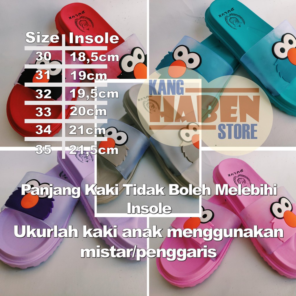 310C Sandal/Sendal Kokop Anak Tanggung Karakter ELMO Alas Berwarna Lucu