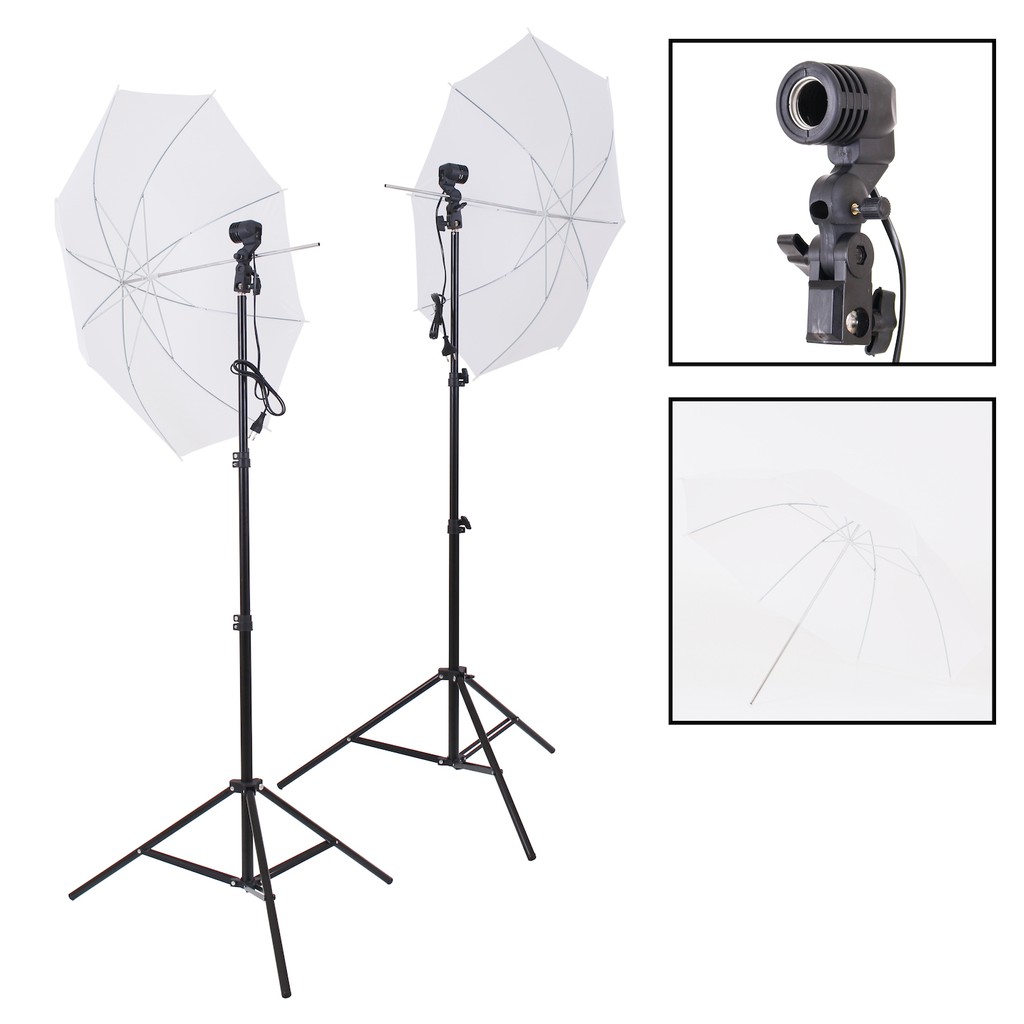 Paket Studio Photo Payung Putih dan Single Lamp Mod.2 [Protect]