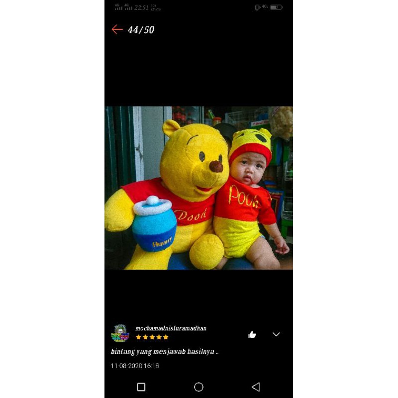 Baju bayi jumper bayi pooh/jumpsuit baby pooh