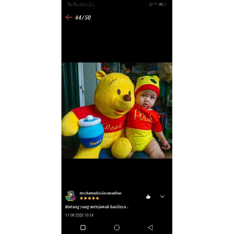 Baju bayi jumper bayi pooh/jumpsuit baby pooh