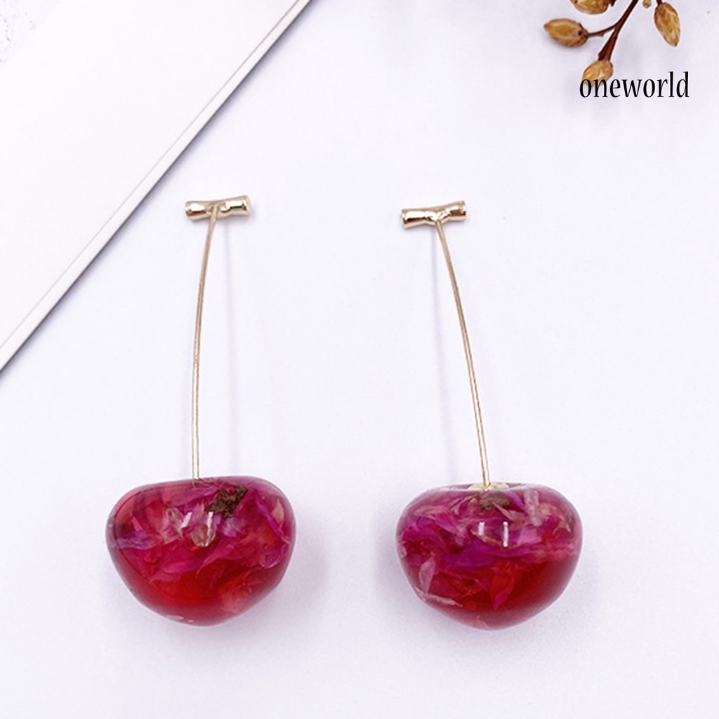 OW# 1 Pair Women Sweet Cherry Fruit Pendent Earrings Studs Jewelry Accessories Gift