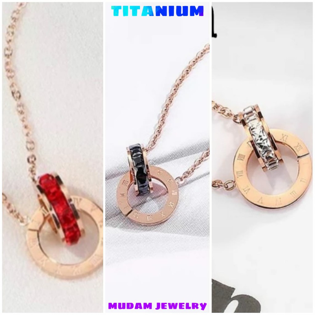 Kalung B&lt;lgri Titanium Two Rings Kristal