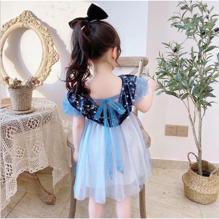 (LOLI-JKT) BS-212 DRESS ANAK ALA KOREA BLUE STAR SIZE 100-130