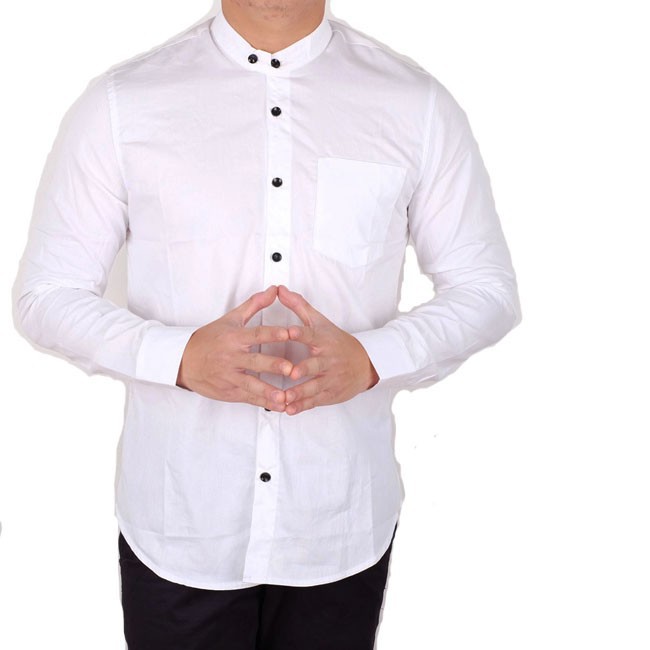 Brotherholic kemeja polos pria lengan panjang putih slimfit / baju cowok panjang polos putih slim