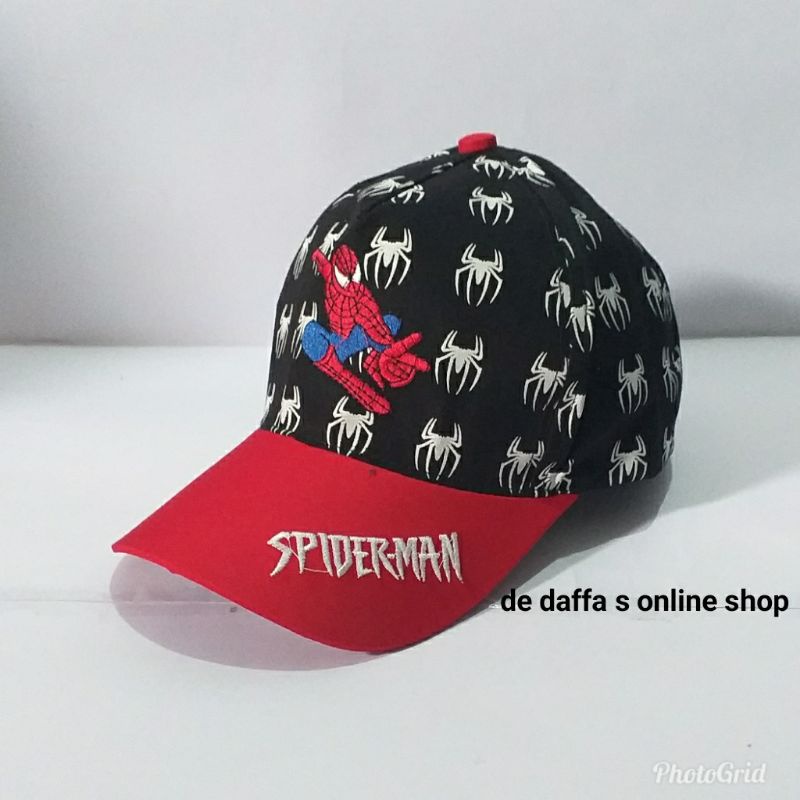 Topi Anak Baseball karakter Spiderman Marvel Bordir Full print