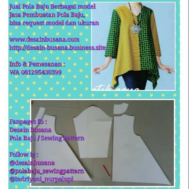 POLA PRODUKSI BLUS 016 [ Pola Baju Sewing Pattern ]