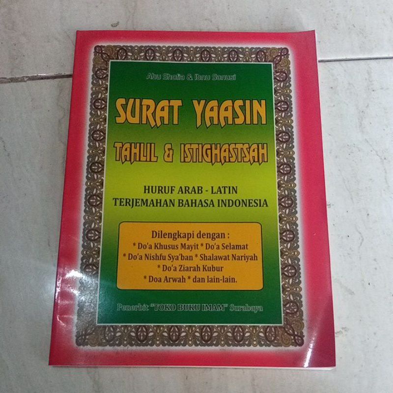 buku yasin tahlil doa dan sholawat latin arab terjemahan jahit ukuran jumbo