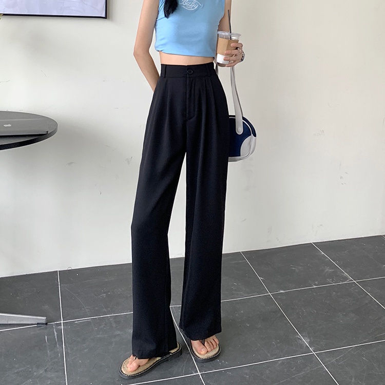 Celana Kulot Putih Wanita High Waist Celana Panjang Loose Korean Style Boyfriend Pants