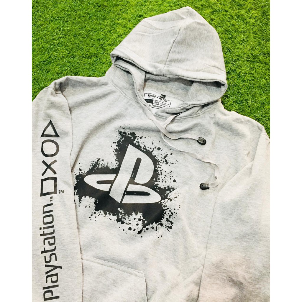 Hoodie Gamer Playstation Splash WHITE Cotton Fleece Premium Quality