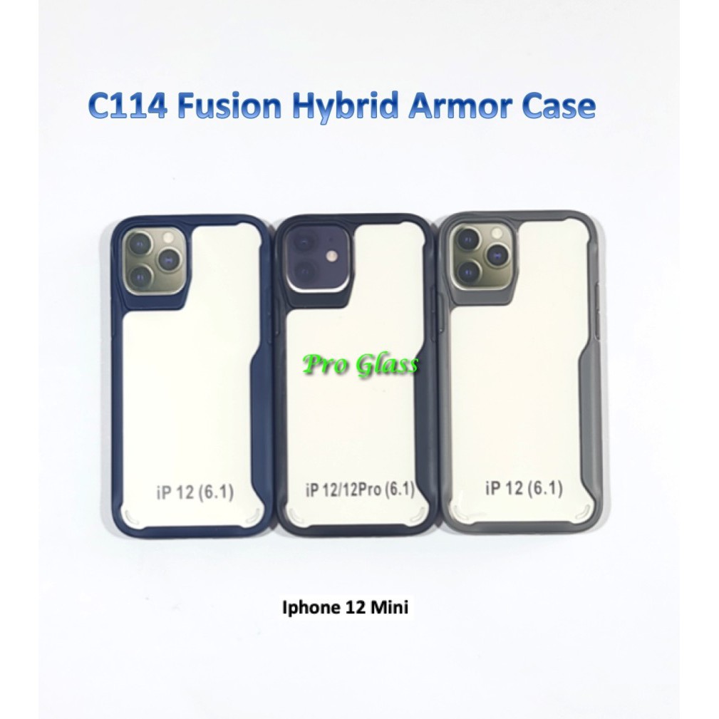 C114 Iphone 12 MINI / 12 / 12 PRO / 12 PRO MAX Fusion Hybrid Premium Armor Case Silicone Acrylic