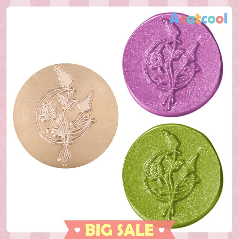 Kepala Stempel Segel Lilin Bentuk Bulat Motif Bunga Antik Untuk Hobi Diy