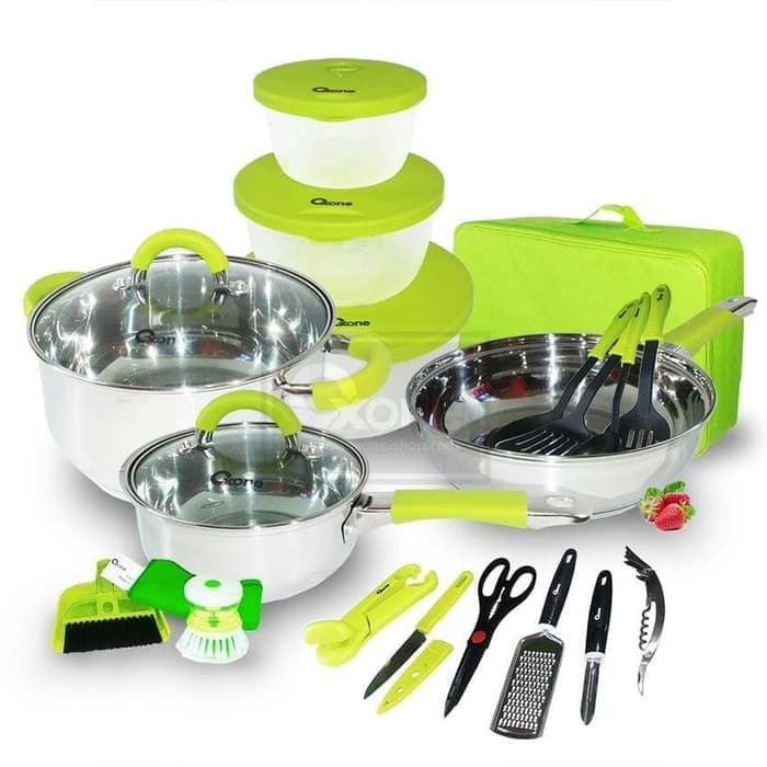 OXONE Travel kitchen cookware set 23pc OX-992  paket alat masak OX992 - Hijau