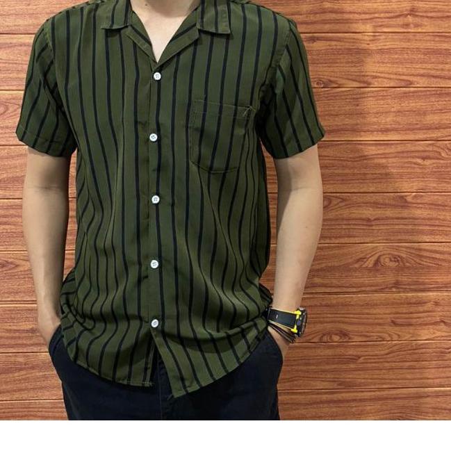 ☏ RIVIERA CLOTHING/KEMEJA STRIPE PRIA LENGAN PENDEK/KEMEJA SALUR PRIA/KEMEJA CASUAL PRIA/KEMEJA SANT