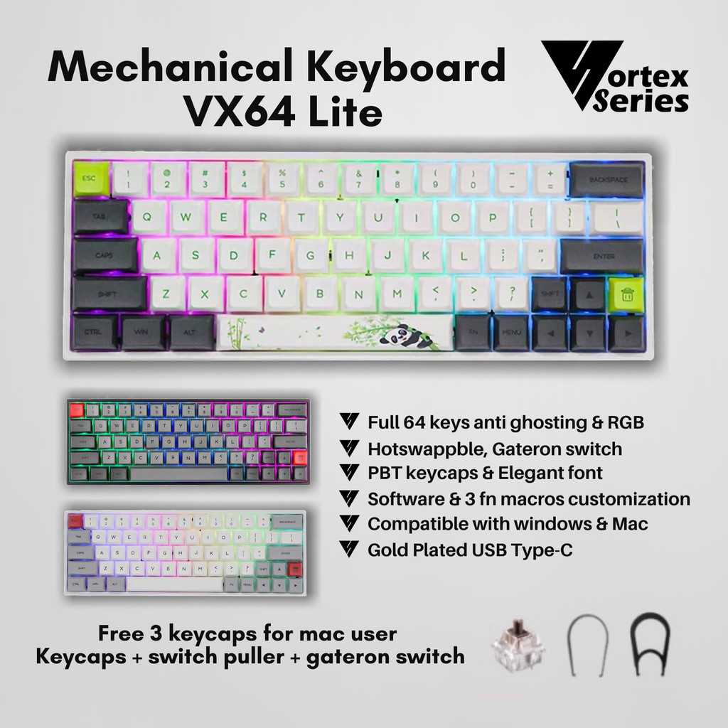  VortexSeries VX64  Lite Hotswappable Mechanical Keyboard 