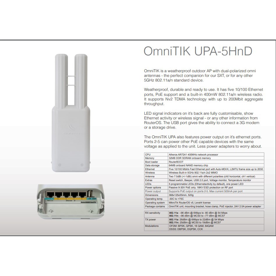 MikroTik OmniTIK 5 PoE RBOmniTikUPA-5HnD