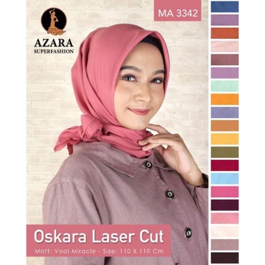 Azara - Jilbab Segi Empat Azara Oskara Polos Laser Cut (LC)