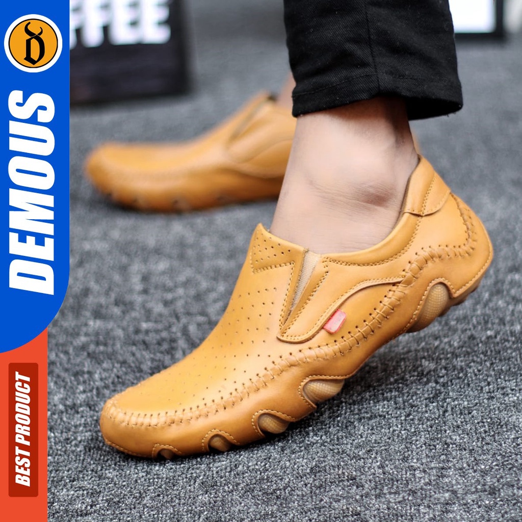 DEMOUS Inzagi - Sepatu Formal Pantofel Slop Kerja Pria Kulit Asli