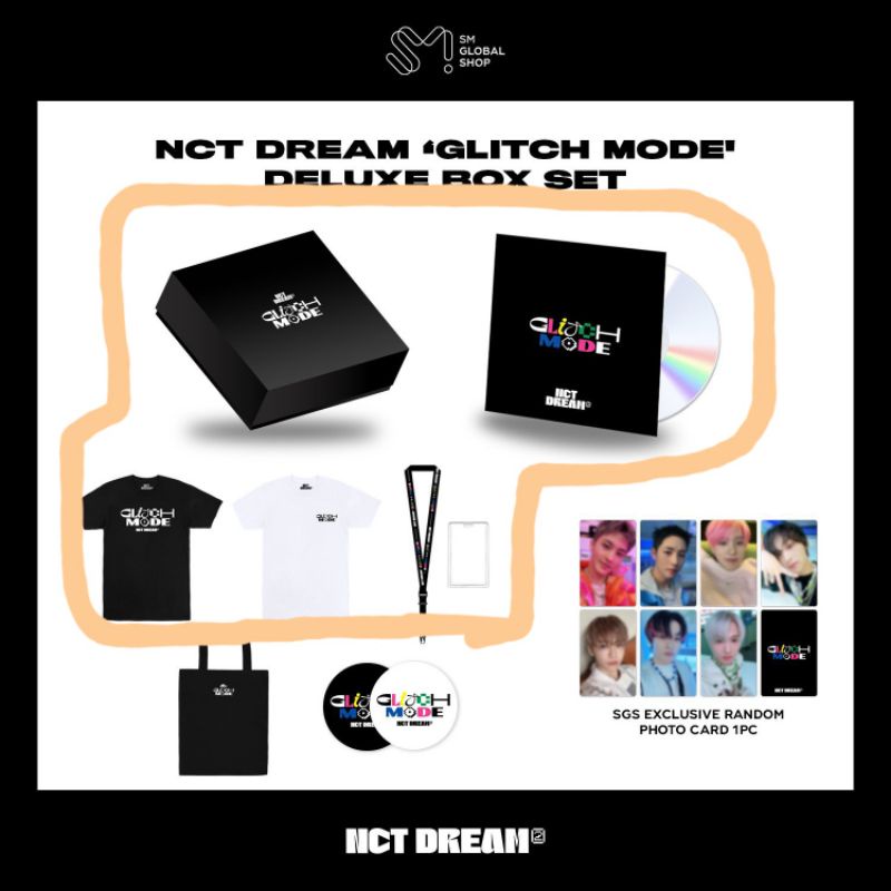 [100% OFFICIAL] NCT DREAM GLITCH MODE DELUXE BOX LANYARD T-SHIRT T - SHIRT KAOS BLACK WHITE HITAM PU