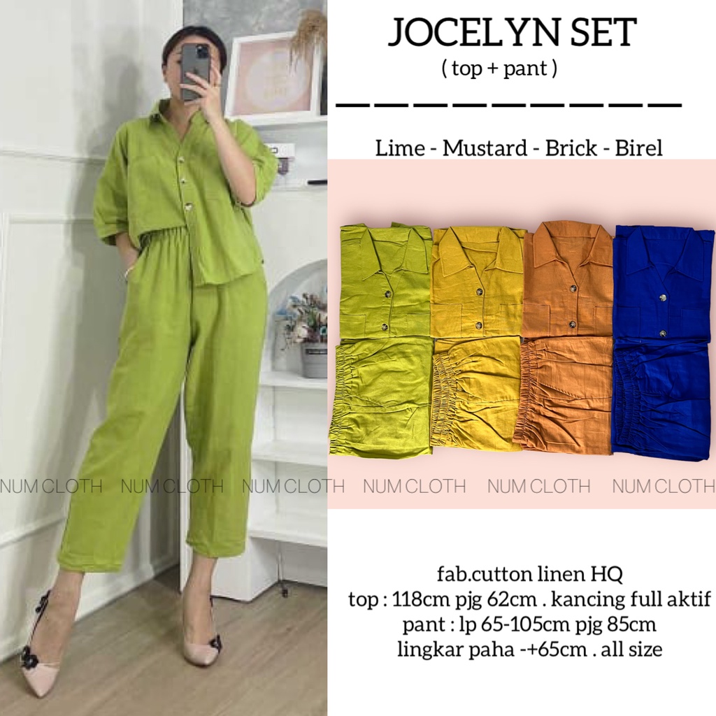 Jocelyn set ( top + pants ) set wanita