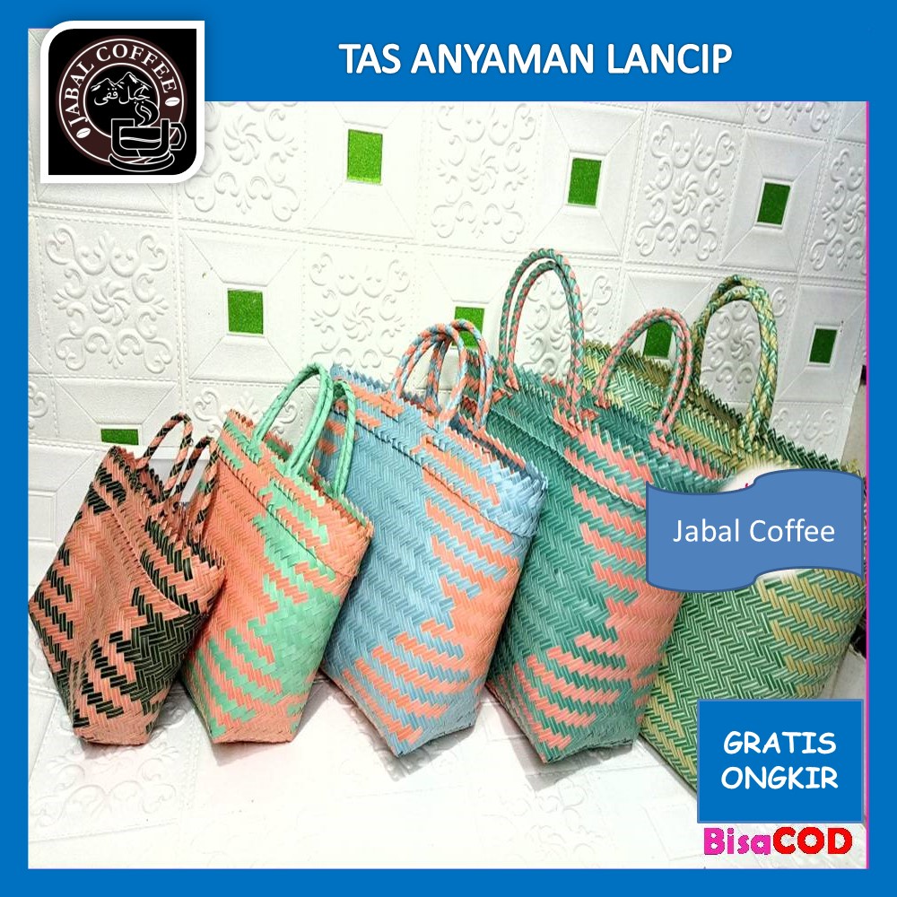 Tas Anyaman Plastik Kotak Murah / Tas Anyaman Plastik XXS Ukuran 20 x 10 x 20 Cm Motif Lancip / Tas Belanja Anting