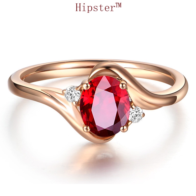 European and American Fashion &amp; Trend Light Luxury Diamond Ruby Ring