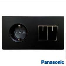 Panasonic Style E Black Stopkontak + Saklar Hotel Seri / Ganda / Double