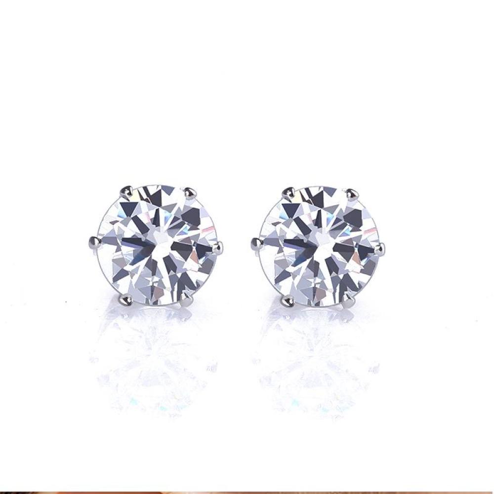 Timekey 6 Pasang / Set Anting Tusuk Stainless Steel Hias Kristal Zircon Bulat Untuk Pria / Wanita A4K5