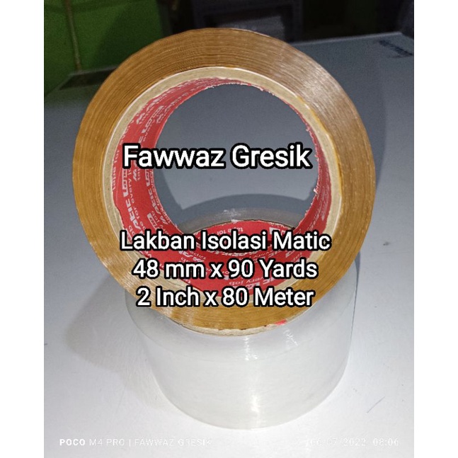 Lakban OPP Matic 2 inchi x 90 yards / Solasi Packing Tape 48mm x 80 meter / Isolasi Bening - Coklat