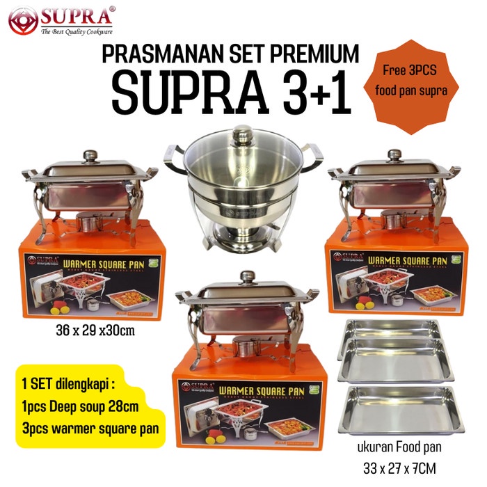 Prasmanan set premium supra 3+1 Free food pan supra 3pcs