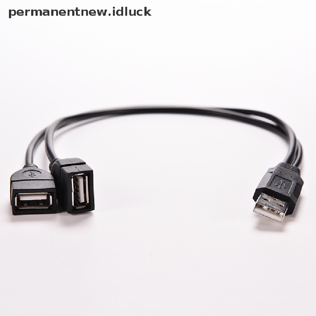 (luckypermanentnew) Kabel Adapter Splitter Y USB 2.0 Male Ke 2 Port Female Jack Power