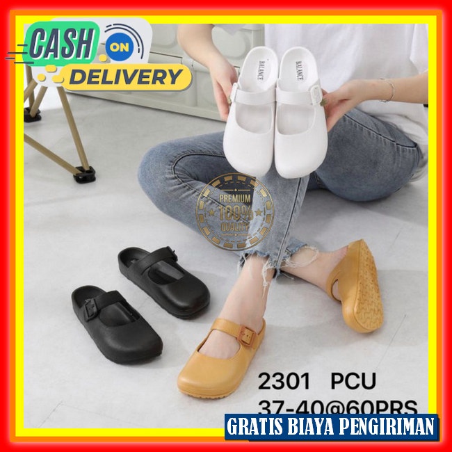 Sendall Slop Perempuan Tebal Sandall Jely Import Elastis Sepatu Sandal Kekinian Cewe Style Korea Sen
