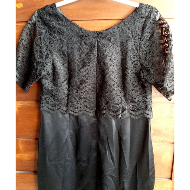 dress brokat hitam baju wanita