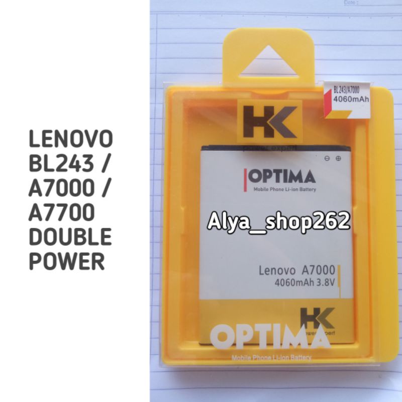 BATTERY BATRE BATERAI HK LENOVO BL243 A7000 A7700 A7000+ K3 DOUBLE POWER
