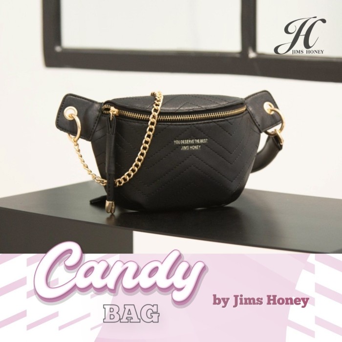 PROMO TAS WANITA Jims Honey - Candy Waist Bag - Tas Pinggang Tas Selempang Wanita - Hitam KECIL KEKI