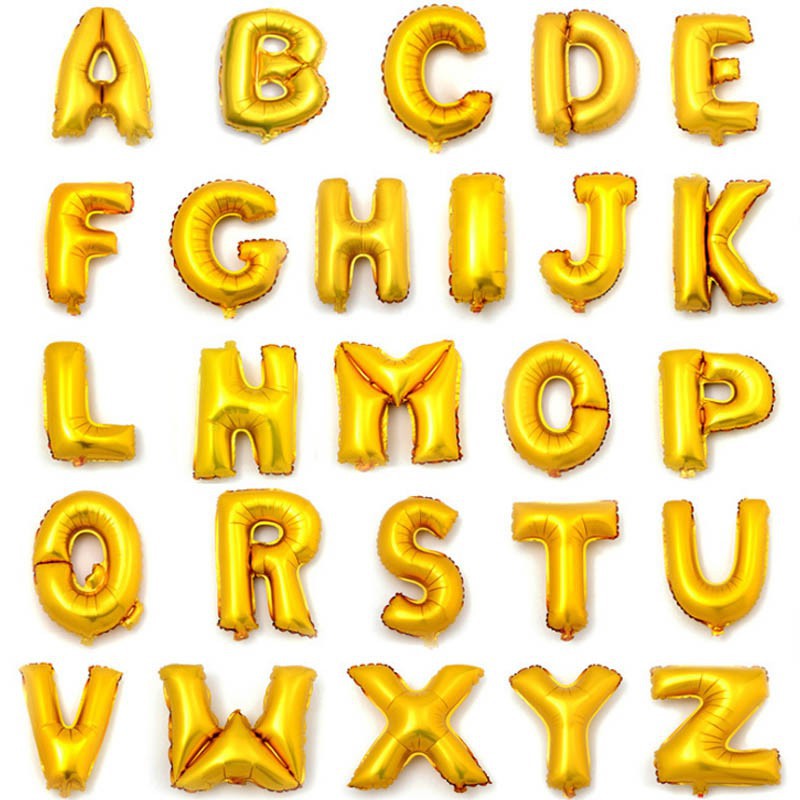 Balon Foil/Balon Huruf Warna Gold Silver Biru Pink Satuan Per Huruf