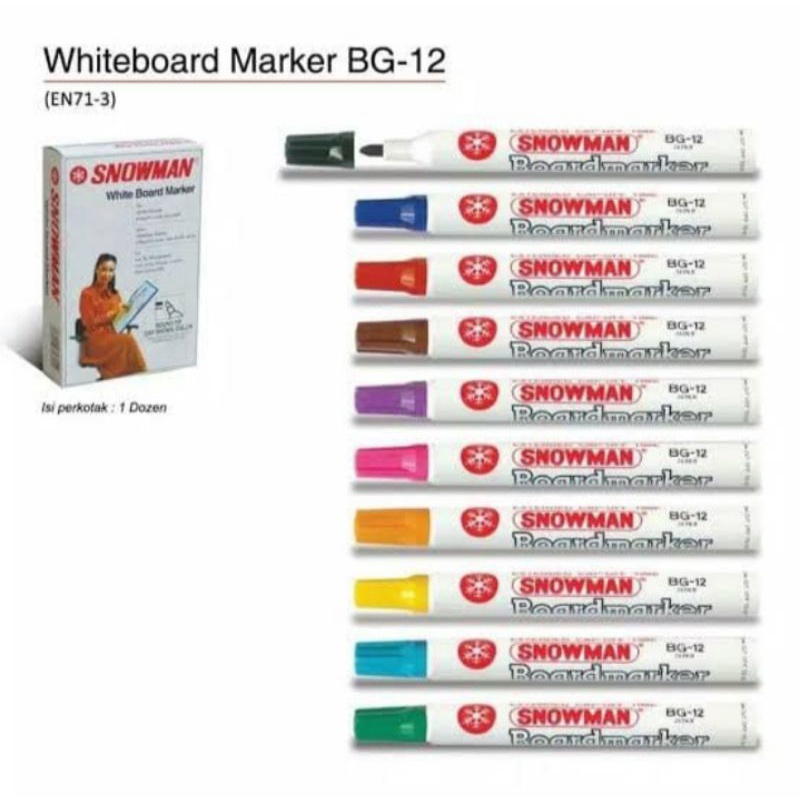 

Spidol whiteboard Snowman BG-12 /Bisa dihapus / Originall