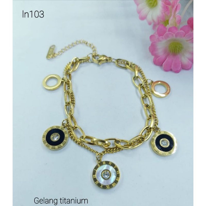 Gelang Tangan Rantai Titanium Gold Tidak Luntur Anti Karat